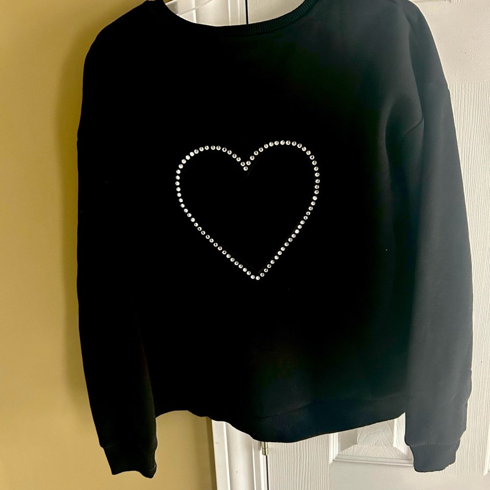 Black Sweatshirt with Heart Design